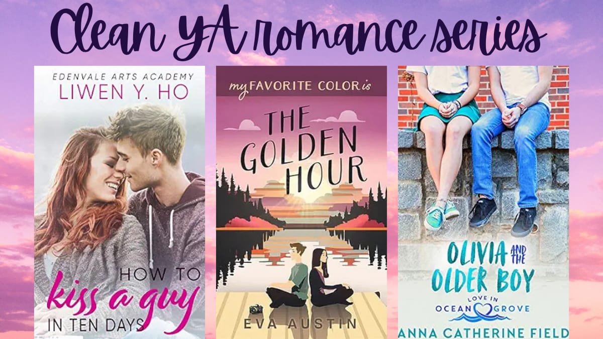 Covers of clean YA romance series by Liwen Y. Ho, Eva Austin, and Anna Catherine Field, recommended by Meredith Rankin